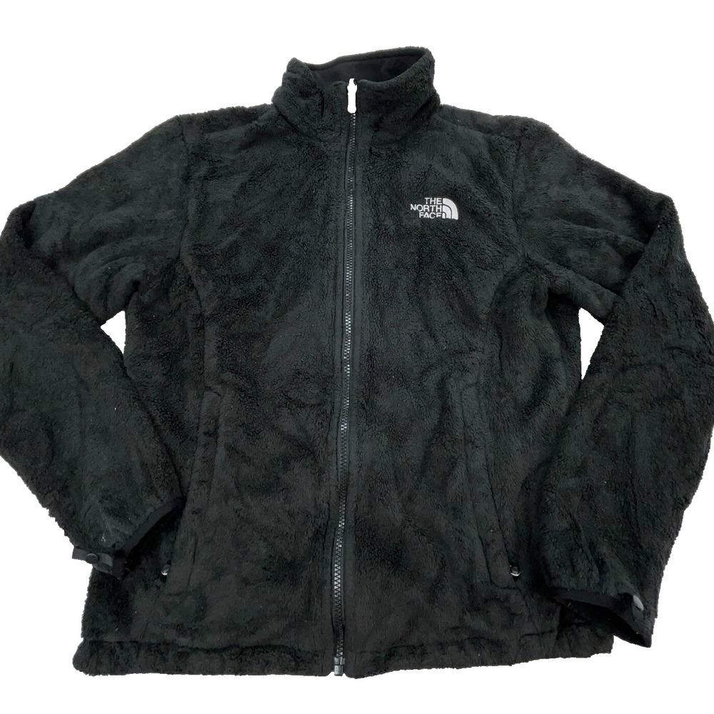 North Face Jacket Women Medium Black White Full Zip Up Sweater Fleece Ladies W26